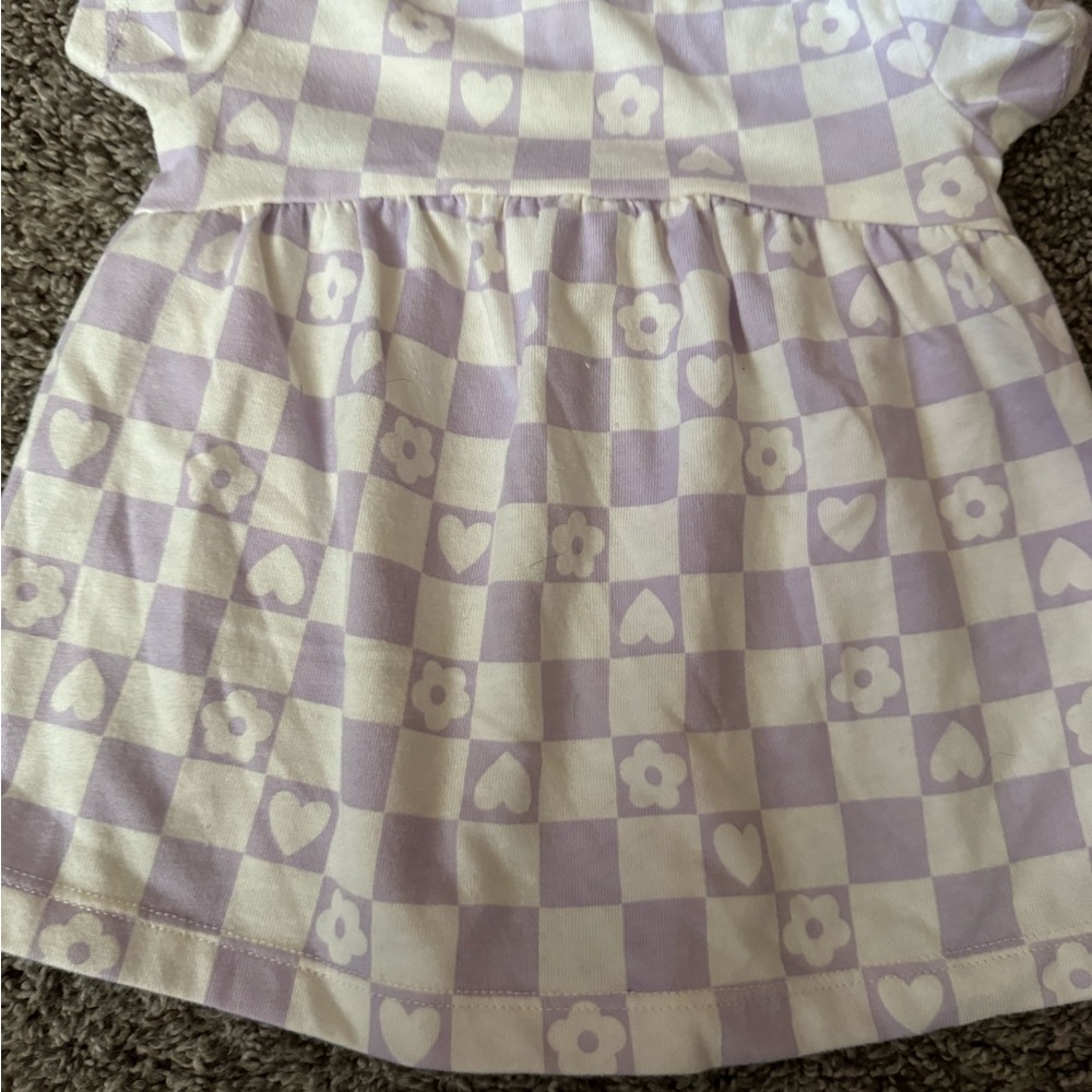 Purple and White Checkered Kids Casual Dress